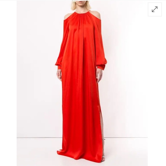 Rosetta Getty red cold shoulder gown - Picture 1 of 14
